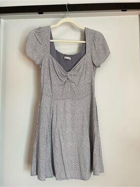 Abercrombie & Fitch Light Blue Floral Tie-Front Mini Dress with Pockets